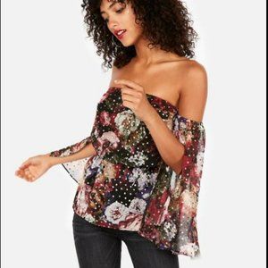 Express Floral Off The Shoulder Volume Sleeve Blouse